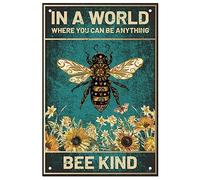Cartel De Metal Citas Inspiradoras De Abejas, Flores Y Girasoles. Texto De Amabilidad. No Se Oxida Fácilmente Metal Estaño Signo No Es Fácil De Deformar Placas Metálicas Para Wc Aseo 20X30Cm