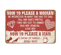Cartel De Metal Cómo Complacer A Una Mujer No Se Oxida Fácilmente Placas Metálicas Exquisita Y Hermosa Chapas Metalicas para Pared Restaurante Garaje 20X30Cm