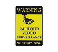 Cartel de metal con advertencia de 24 horas de videovigilancia vintage, cartel de metal para decoración de pared, cocina, hogar, garaje, 30,5 x 20,3 cm