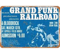 Cartel de metal con diseño de Grand Funk Railroad In New Orleans, de aspecto vintage, para decoración de pared, 8 x 12 pulgadas