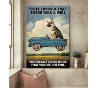 Cartel de metal con diseño de pastor alemán Once Upon A Time There Was A Girl Really Loved Dogs, 20,3 x 30,5 cm