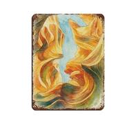 Cartel de metal con diseño retro de Acuarela del Antílope Canyon, arte elegante, pintura de hierro, bar, cueva de personas, cafetería, garaje, póster decorativo de pared, 30 x 40 cm