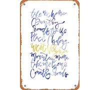 Cartel de metal con letras de acuarela Take Me Home Country Roads de 8 x 12 pulgadas
