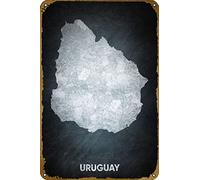 Cartel de metal con mapa de Montevideo de Uruguay, decoración de pared para sala de estar, arte vintage, cafetería, bar, decoración del hogar, regalos, decoración de 8 x 12 pulgadas