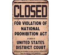 Cartel de metal con prohibición cerrada, decoración vintage, Speakeasy Roaring 20s Poster de los años 20, regalo de pared, póster de garaje, patio trasero, cafetería, decoración de pared, placa de 8.0