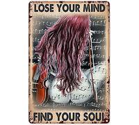 Cartel de metal con reflejo de guitarra en el lago para el hogar, bar, dormitorio, cafetería, pub, decoración del hogar, decoración de pared, póster de metal, 8 x 12 pulgadas