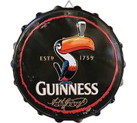 Cartel de metal con tapa de botella Guinness, diseño de tucán (28 cm x 28 cm)