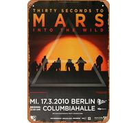 Cartel de metal con texto en inglés "30 Seconds to Mars - In To The Wild, Berlin 2010 - Cartel de metal para decoración de pared, 20,3 x 30,5 cm