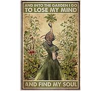 Cartel de metal con texto en inglés "And Into The Garden I Go To Lose My Mind And Find My Soul Hippie Girl" para decoración de pared, 8 x 12 pulgadas