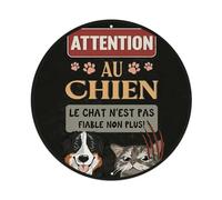 Cartel de metal con texto en inglés "Attention to the Dog The Cat Is Not Reliable Either Thating" para jardín, dormitorio, cafetería, bar, cueva de hombre, decoración de pared, póster de metal de 8 x