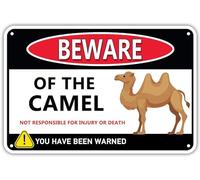 Cartel de metal con texto en inglés "Beware Of The Camel", decoración de bar, letrero de estaño vintage para fiesta, granja, campo, cocina, decoración de estaño, 30 x 20 cm