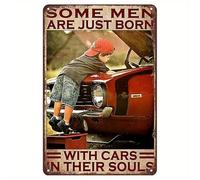 Cartel de metal con texto en inglés "Car Repair Boy Born With Cars In Their Soul " para el hogar y la cocina y el jardín, 40,6 x 30,5 cm