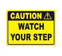 Cartel de metal con texto en inglés "Caution Watch Your Step Work Place Health & Safety" (30.5 x 20.3