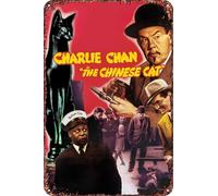 Cartel de metal con texto en inglés "Charlie Chan in The Chinese Cat" para decoración de sala de estar, cafetería, letrero decorativo para pared, 30,5 x 20,3 cm
