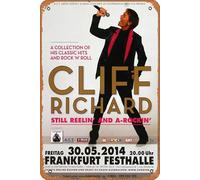 Cartel de metal con texto en inglés "Cliff Richard Still Reelin & Rocking, Frankfurt 2014 - Konzertplakat - Cartel de metal de 20,3 x 30,5 cm, decoración de pared retro vintage