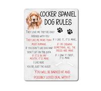 Cartel de metal con texto en inglés "Cocker Spaniel Rules", con texto en inglés "If I Like It It's Mine", diseño de perro cocker spaniel