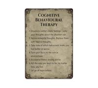 Cartel de metal con texto en inglés "COGNITIVE BEHAVIOURAL THERAPY" para jardín, dormitorio, cafetería, bar, cueva de hombre, decoración de pared, póster de metal de 8 x 12 pulgadas