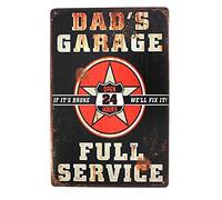 Cartel de metal con texto en inglés "Dad's Garage 24 Hours Full Service", póster de arte vintage, para decoración de pared del hogar, 20 x 30 cm