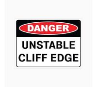 Cartel de metal con texto en inglés «DANGER UNSTABLE CLIFF EDGE» de 20,3 x 30,5 cm para serie industrial y comercial