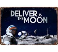 Cartel de metal con texto en inglés "Deliver Us The Moon", diseño retro divertido, letrero de hojalata, decoración de pared para el hogar al aire libre, 8 x 12 pulgadas