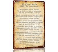 Cartel de metal con texto en inglés "Do Not Go Gentle Into That Good Night" para pared, decoración de dormitorio, póster retro para dormitorio, impresión vintage para baño, regalo para mujeres y