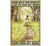 Cartel de metal con texto en inglés «Forest Hiking Girl», «Into the Ocean, I Lost My Mind and Found My Soul « Into the Ocean, I Lost My Mind and Found My Soul Super Durable Bathroom Wall Decor Poster