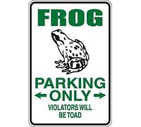 Cartel de metal con texto en inglés "Frog Parking Only Violators Will Be Sapo de aluminio, 20 x 30 cm