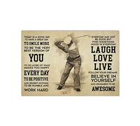 Cartel de metal con texto en inglés "Golf Man Today Is A Good Day To Have A Great Day To Smile Worry Less (El hombre de golf hoy es un buen día para tener un gran día para sonreír y preocuparse)