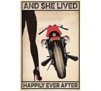 Cartel de metal con texto en inglés "Happy Women Biker Riding Poster Motorcycle Life Love Motorcycle Poster 8X12 inch
