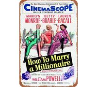 Cartel de metal con texto en inglés «How to Marry a Millionaire» de 8 x 12 pulgadas, decoración de pared retro vintage
