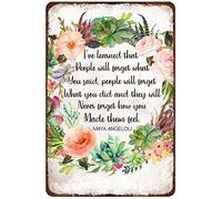 Cartel de metal con texto en inglés "Ive Learned That People Will Forget What You Said People Will Forget What You Did and They Will Never Forget How You Make Them Feel Wall Decor 8 x 12 pulgadas