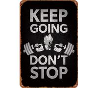 Cartel de metal con texto en inglés «Keep Going Gym Motivation», 20,32 x 30,48 cm, anime, motivación, vintage, póster decorativo para cueva de hombre