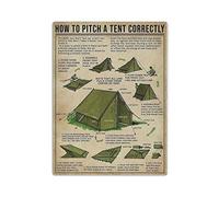 Cartel de metal con texto en inglés «Knowledge How To Pitch A Tent Correctly», cartel de conocimiento, placa de pared de metal, decoración de pared vintage, obra de arte, impresión de regalo para el