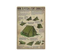 Cartel de metal con texto en inglés «Knowledge How To Pitch A Tent Correctly», cartel de conocimiento, placa de pared de metal, decoración de pared vintage, obra de arte, impresión de regalo para el