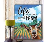 Cartel de metal con texto en inglés «Life Is Better On The Farm» para amantes de las cabras y agricultores, regalo para decoración del hogar, 8 x 12 pulgadas
