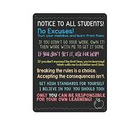 Cartel de metal con texto en inglés «Notice to All Student No Excuse Student Rules», para exteriores, decoración vintage, para cueva, garaje, pub, bar, cocina, decoración del hogar, 16 x 12 pulgadas