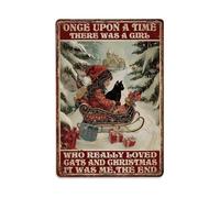 Cartel de metal con texto en inglés "Once Upon A Time There Was A Girl Who Really Loved Cats" para jardín, dormitorio, cafetería, bar, cueva de hombre, decoración de pared, póster de metal de 8 x 12