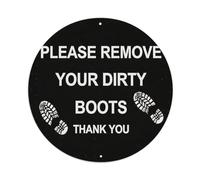 Cartel de metal con texto en inglés «Please Remove Your Dirty Boots» con texto en inglés "Thank You", estilo vintage, para jardín, dormitorio, cafetería, bar, cueva de hombre, decoración de pared