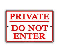 Cartel de metal con texto en inglés "Private Do Not Enter Property Restriction Policy Notice Metal Poster Wall Art Decor Tin Sign 8" x 12"