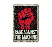 Cartel de metal con texto en inglés "Rage Against The Machine", vintage, para jardín, dormitorio, cafetería, bar, hombre, cueva, decoración de pared, póster de metal, 20 x 30 cm