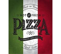 Cartel de metal con texto en inglés "Retro Pizza Hot & Fresh Express", 15,2 x 20,3 cm, diseño retro vintage