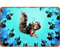 Cartel de metal con texto en inglés "Scrat In Ice Age" (20,3 x 30,5 cm)