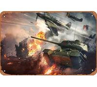 Cartel de metal con texto en inglés "Tank, Video Game, Ilyushin Il 2, T 34, War Thunder", decoración del hogar, bar, cafetería, club, decoración de pared, letrero retro vintage de 8 x 12 pulgadas
