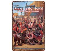 Cartel de metal con texto en inglés "Team Game Fortress 2 Meet The Team", 20 x 30 cm, diseño vintage retro de cueva de hombre
