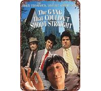 Cartel de metal con texto en inglés "The Gang That Couldn't Shoot Straight Movie" para decoración de sala de estar, cafetería, letrero decorativo para pared, 12 x 8 pulgadas