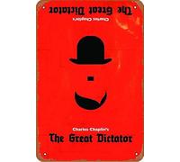 Cartel de metal con texto en inglés "The Great Dictator" (1940) para decoración de pared retro vintage de 8 x 12 pulgadas