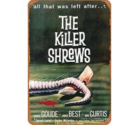 Cartel de metal con texto en inglés "The Killer Shrews" para decoración de pared, 20 x 30 cm