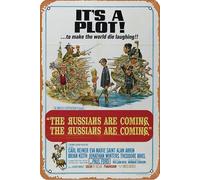Cartel de metal con texto en inglés "The Russians Are Coming the Russians Are Coming" para decoración de pared retro vintage de 8 x 12 pulgadas
