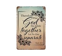 Cartel de metal con texto en inglés "Therefore what God has joined together,let no one separate with saying Funny Vintage Aluminum Metal Tin Sign for Living Room Wall Art Home Decor 20.3 cmx30.5 cm