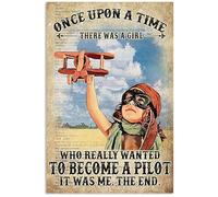 Cartel de metal con texto en inglés "There's a Girl who Really Wants to be a Pilot, and This is My Poster", placa de metal para colgar, retro, póster de cocina, cafetería, bar, pub, tienda, hombre
